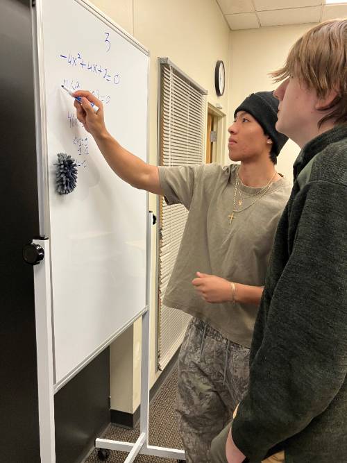 Student studying math